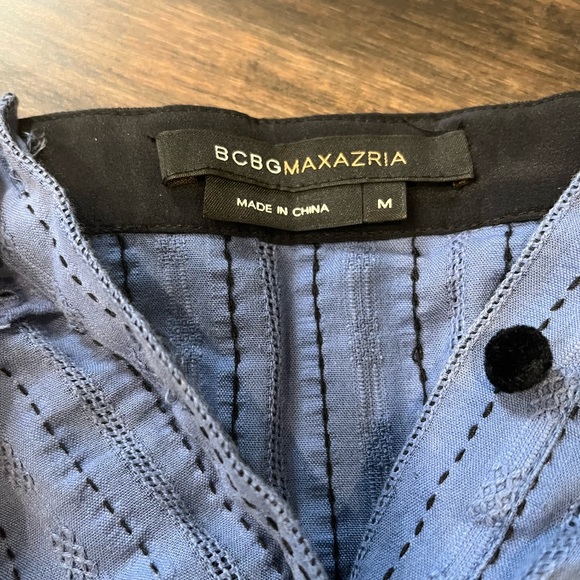 BCBGMAXAZRIA blue eyelet cotton and black silk midi dress - Picture 8 of 12